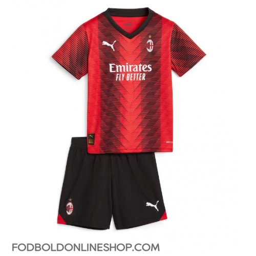 AC Milan Hjemme Trøje Børn 2023-24 Kortærmet (+ Korte bukser)